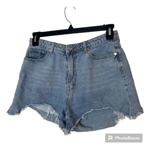 Missguided Denim Cutoff Distressed Shorts Size 8 Tall